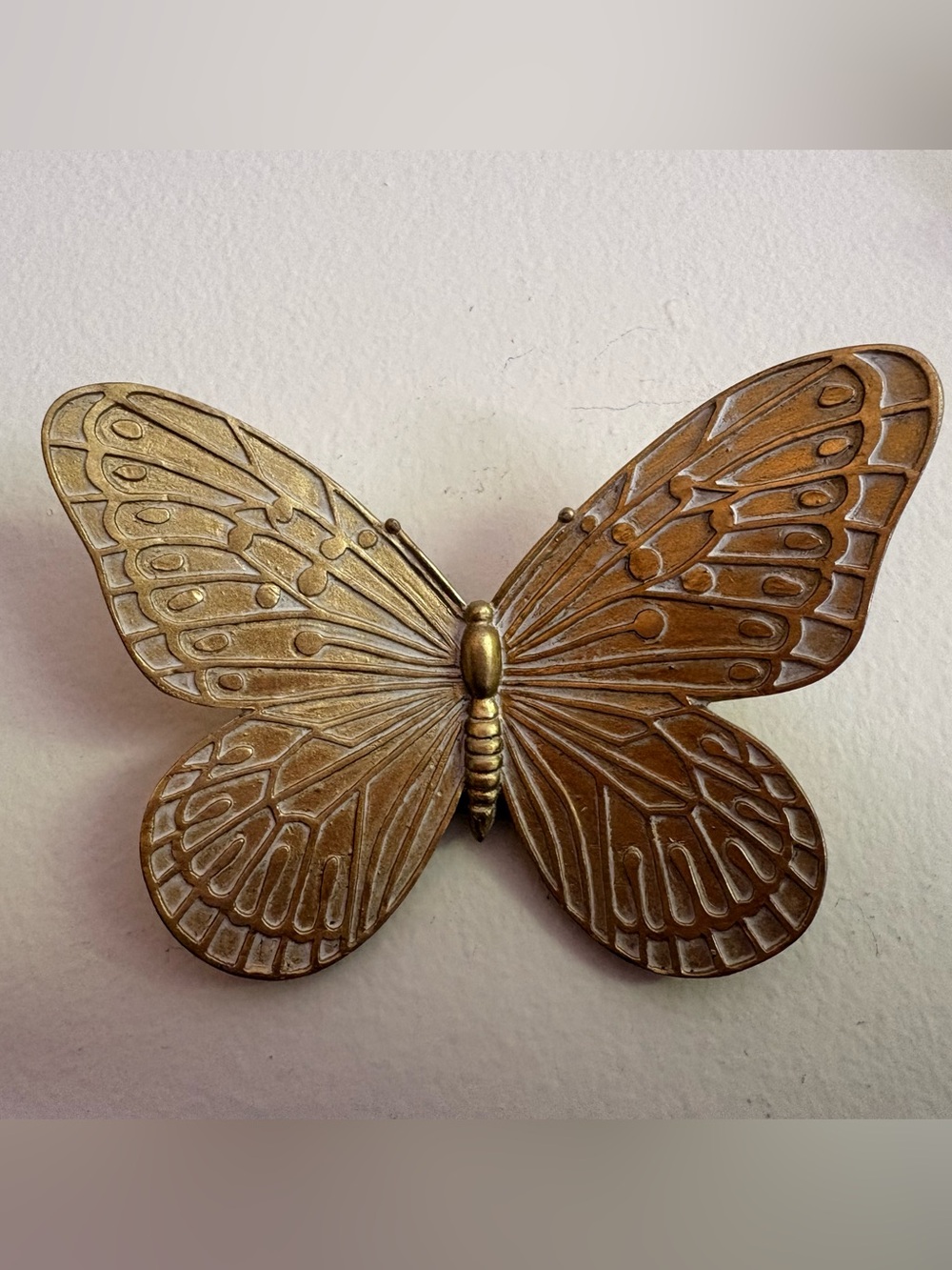 Set of 6 Gold Brass Tone Butterfly Wall Decor Vintage Style